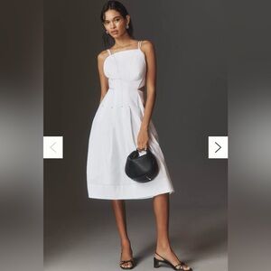 By Anthropologie Strappy Square-Neck Apron Midi Dress